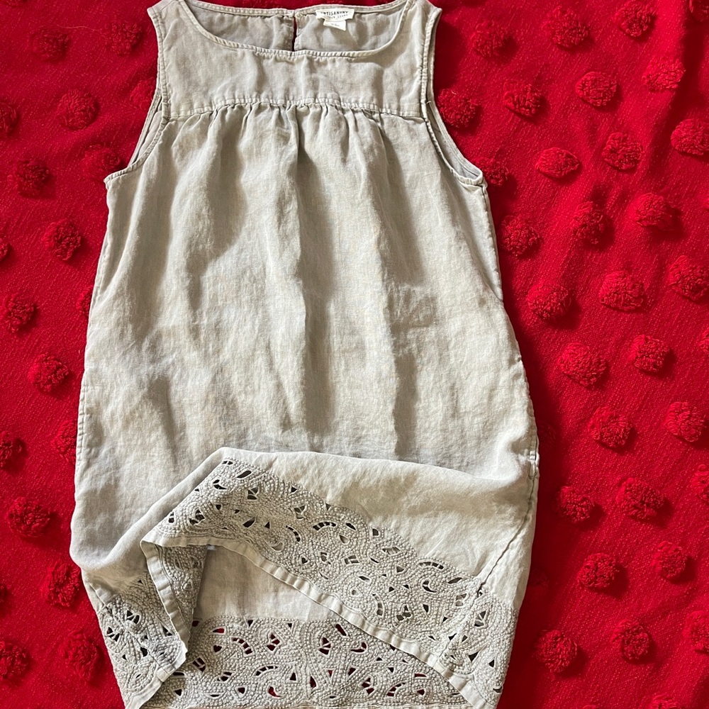 Artisan NY, Medium Size, Cutout Linen , grayish green dress